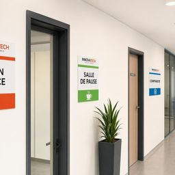 Signalétique intérieure multicolore pour environnements tertiaires