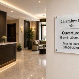 Panneau horaire d'ouverture modifiable pour structures saisonnières