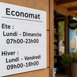 Panneau horaire d'ouverture modifiable pour structures saisonnières