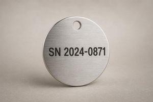 Jeton identification industriel — Inox 316L / Aluminium anodisé / Plastique bicouche