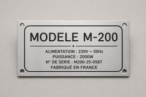 Plaque indicatrice technique — Aluminium / Inox / Laiton gravé