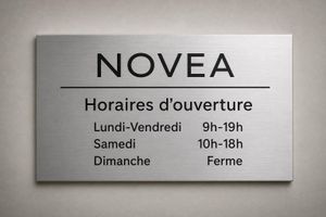 Panneau horaires d'ouverture — Aluminium / PVC / Gravure laser / Sur mesure