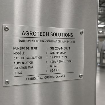 Plaque inox brossée pour marquage machine industriel
