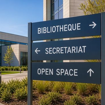 Signalétique directionnelle pour campus et collectivités