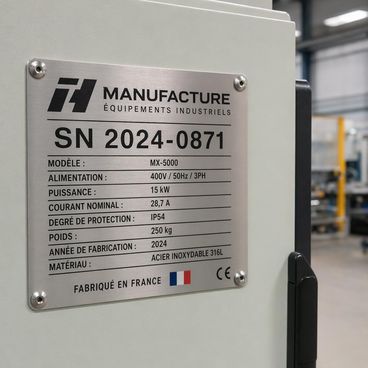 Plaques constructeur et signalétique machine industrielle