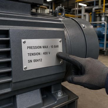 Caractéristiques d'exploitation gravées sur machine