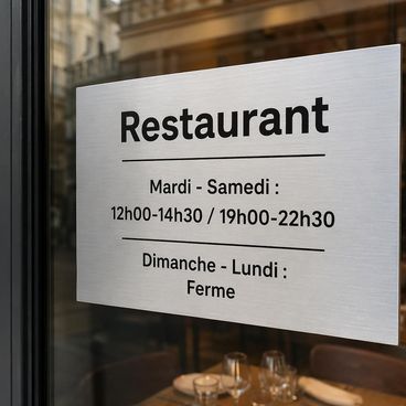 Signalétique horaires pour commerce et restauration
