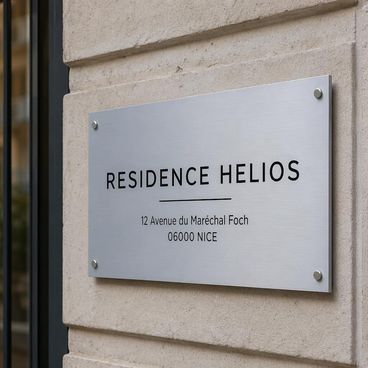 Plaque de résidence en façade : identification pérenne de l'immeuble
