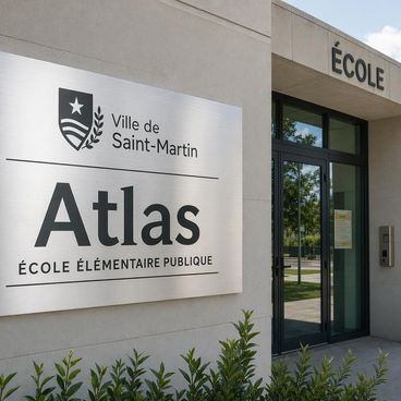 Identité visuelle et panneau nom école