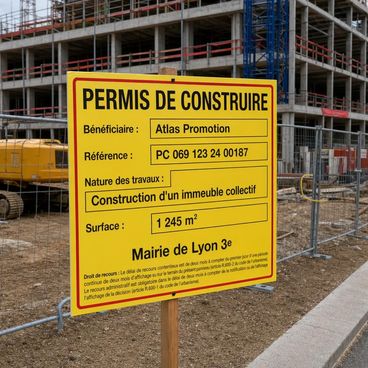 Affichage réglementaire sur chantier de construction neuve