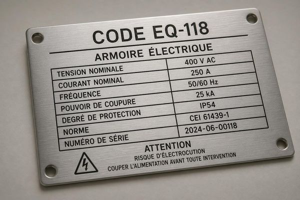 Plaque repérage armoire électrique