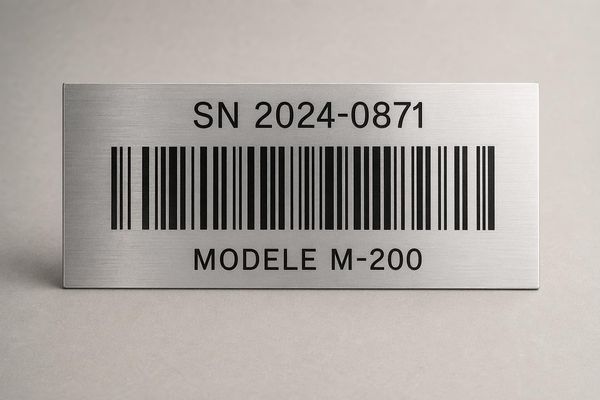 Plaque code-barres gravée
