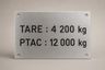 Plaque de tare réglementaire - vue 1